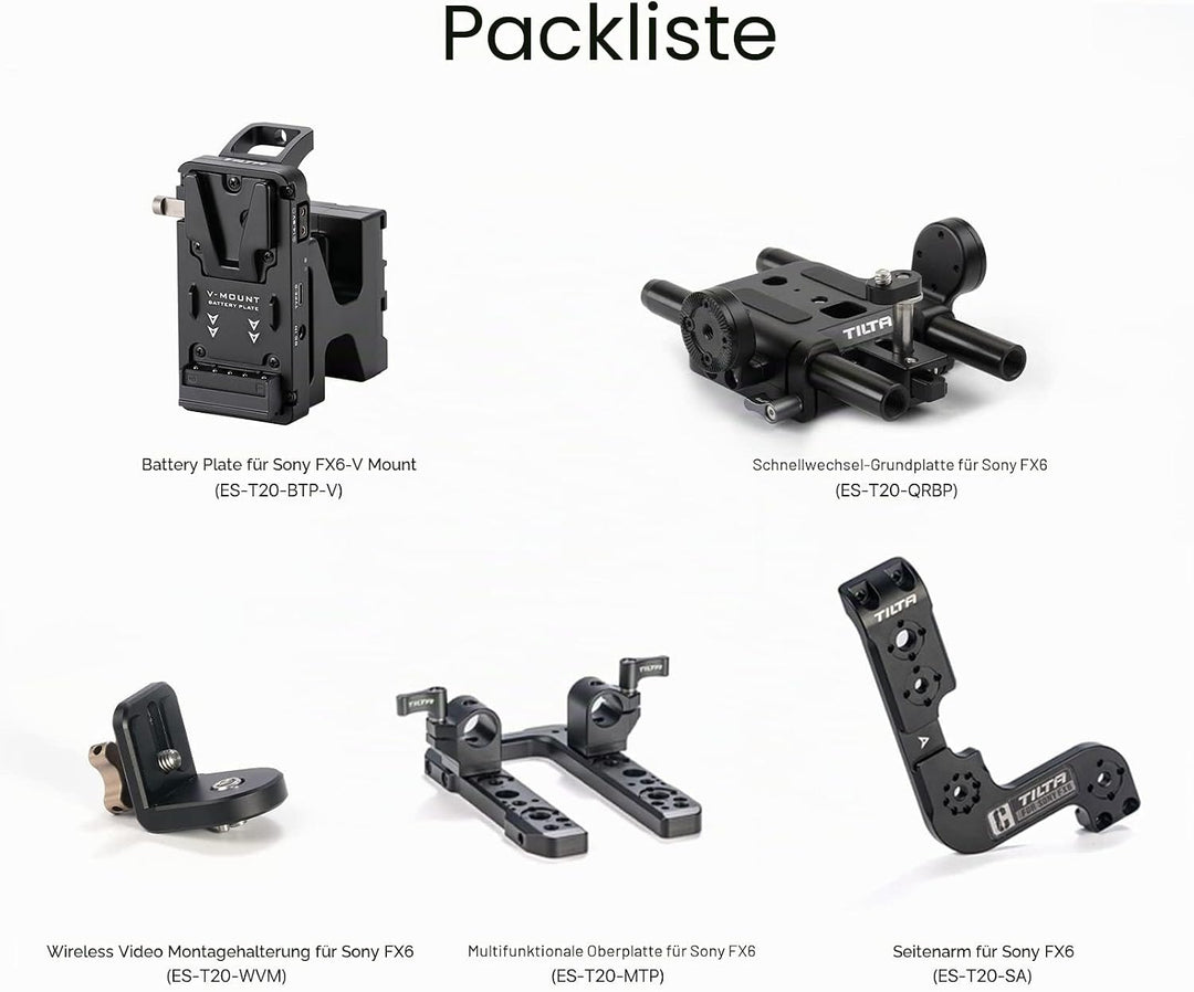 Tilta FX6 Cage, Kamerakäfig kompatibel mit Sony FX6 V-Mount Advanced Kit Filmmaking Cage mit Quick R