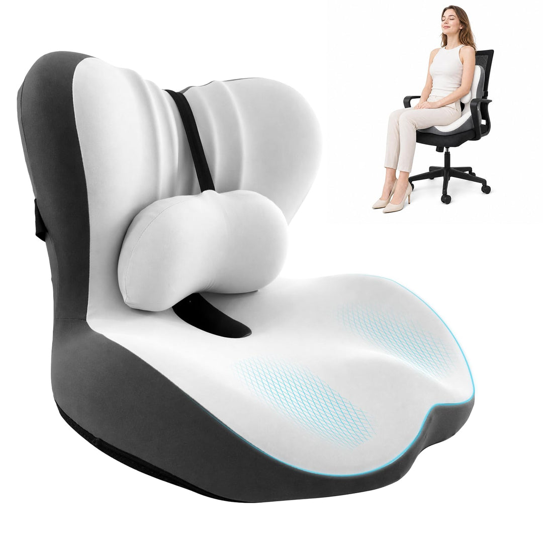 Orthopädisches Sitzkissen mit Rückenlehne, Ergonomische Steissbeinkissen aus Memory-Schaumstoff Anti