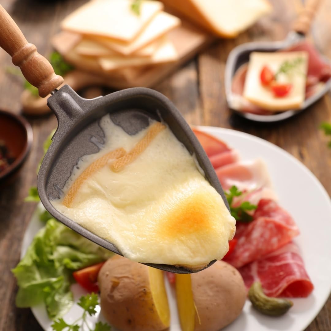 8X HOFMEISTER® Untersetzer für Raclette-Pfännchen aus Holz, 10 cm, schont Raclette-Pfannen &amp; Tische
