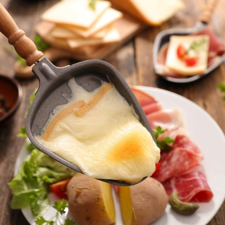 8X HOFMEISTER® Untersetzer für Raclette-Pfännchen aus Holz, 10 cm, schont Raclette-Pfannen &amp; Tische