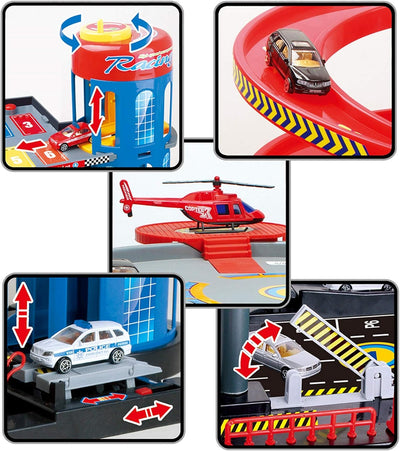 TikTakToo Parkgarage Spielset mit Autos und viel Zubehör für Kinder Autogarage Parkhaus Garage Spiel