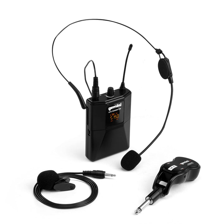 Gemini Sound Pro Audio GMU-HSL100 Plug and Sing Karaoke DJ Bluetooth Wireless UHF Band Headset/Laval