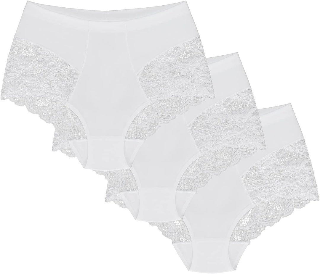 Wolbar Dame Slip Spitze Miederslip Shapewear Figurformende Sexy WB184 S (3-er Pack) Weiss, S (3-er P