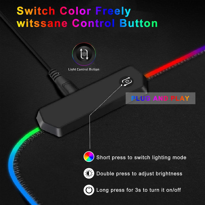 Personalisiertes RGB-Gaming-Mauspad, personalisiertes LED-Mauspad mit Fototext, wasserdichte Oberflä