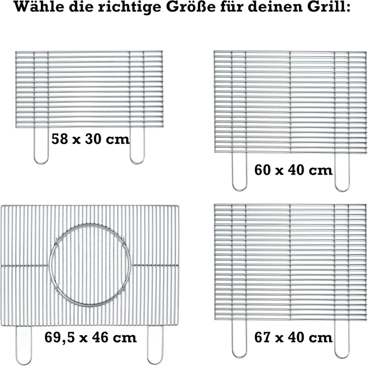FLAMMBURO Grillroste eckig 60x40 cm - In verschiedenen Grössen erhältlich, aus verchromtem Stahl, St