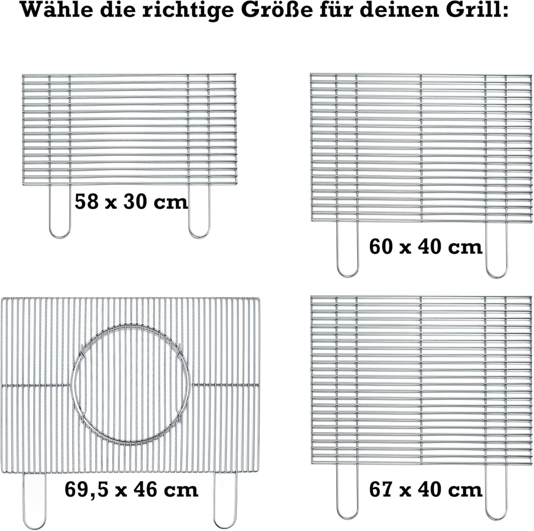 FLAMMBURO Grillroste eckig 58x30 cm - In verschiedenen Grössen erhältlich, aus verchromtem Stahl, St