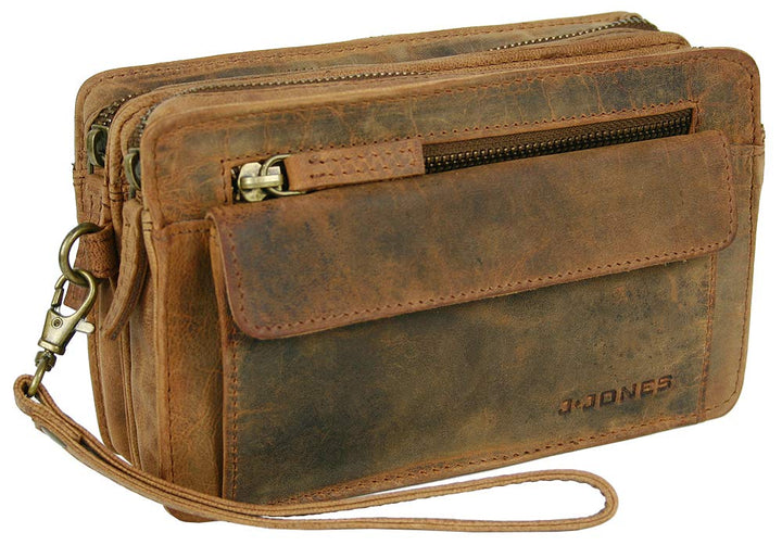 J JONES JENNIFER JONES Echt Leder Herren Handgelenktasche Herrenhandtasche Brieftasche Geldbörsentas