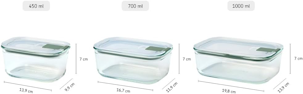 Mepal - Glasbehälter mit deckel EasyClip - Meal prep boxen - Geeignet für Mikrowelle, Dampfgarer, Of