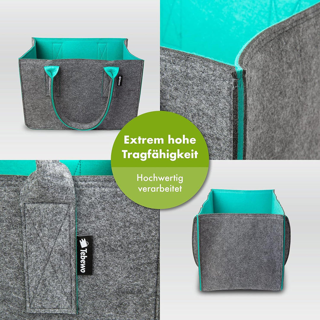 Tebewo 2er-Set Filztasche - praktische Einkaufstasche im Doppelpack - Shopping Bag - Einkaufskorb au