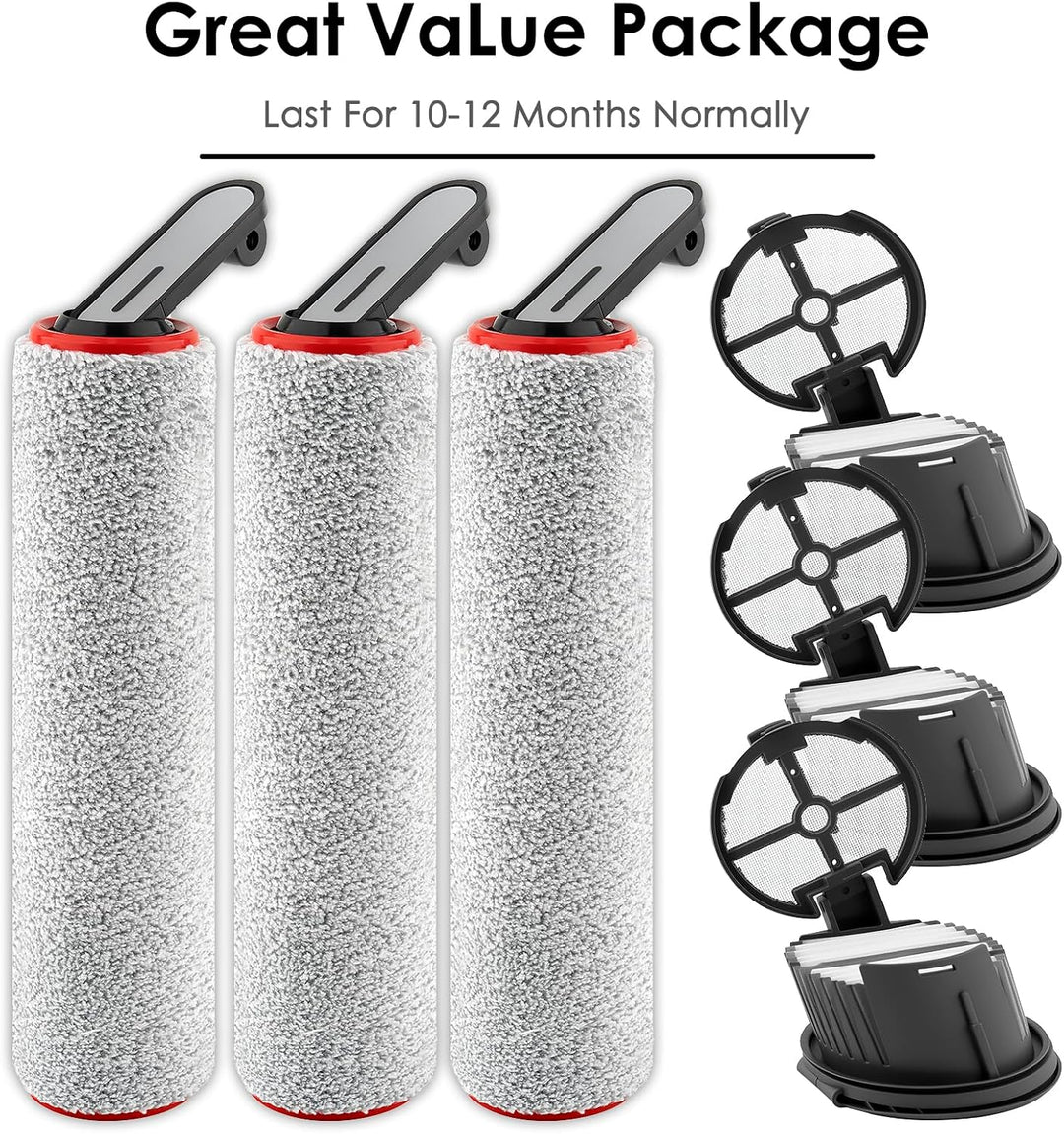 (6 Stück) H14 Pro Ersatz rollenbürsten und HEPA Filter für Dreame H14 Pro schnurlosem Nass und Trock