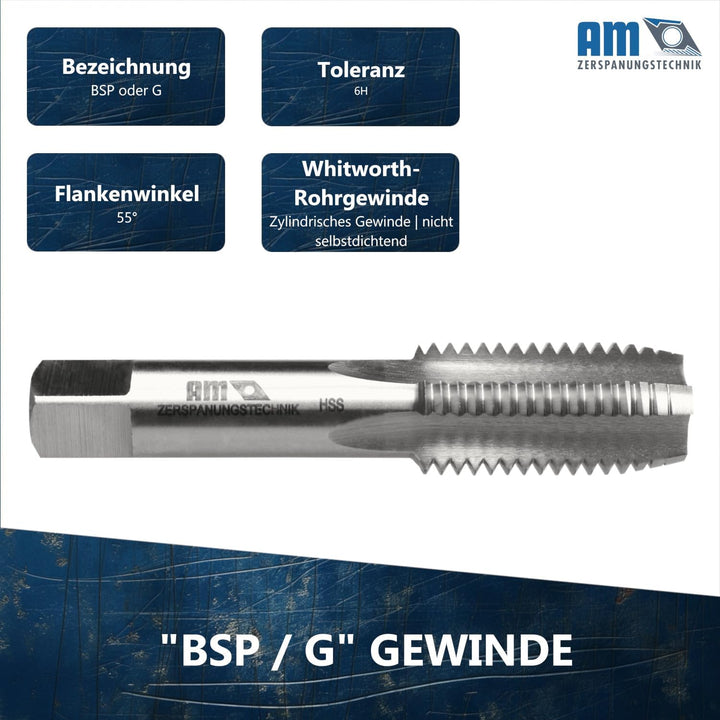 AM-Zerspanungstechnik Rohrgewindebohrer G3/4 | Gewindeschneider Zoll | HSS Rohrgewindeschneider | Wh