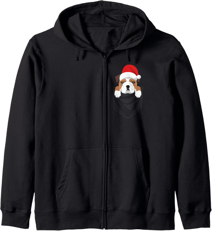 Tasche Grafik Englische Bulldogge Weihnachten Hund Kapuzenjacke