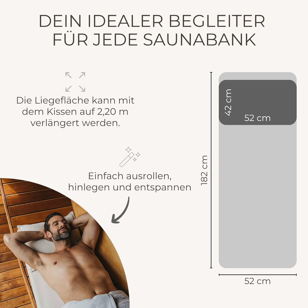 SAUNASOFA® von BADESOFA® | Extra bequeme Sauna-Matte mit Kissen | Einfacher Transport dank Tragegurt