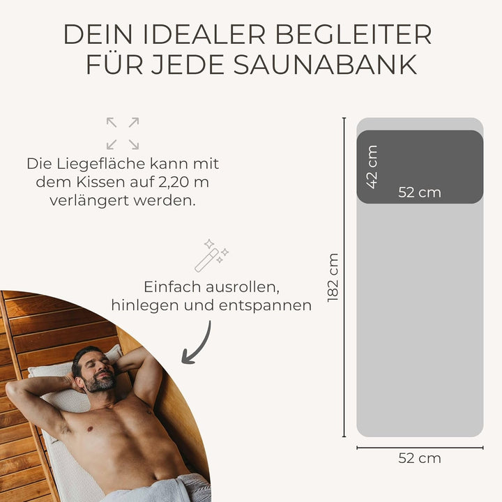 SAUNASOFA® von BADESOFA® | Extra bequeme Sauna-Matte mit Kissen | Einfacher Transport dank Tragegurt