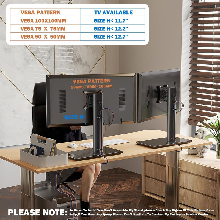 Hemudu Monitor Ständer Tischständer für 13 Zoll-32 Zoll Monitore, schwenkbar, neigbar, rotierbar, hö