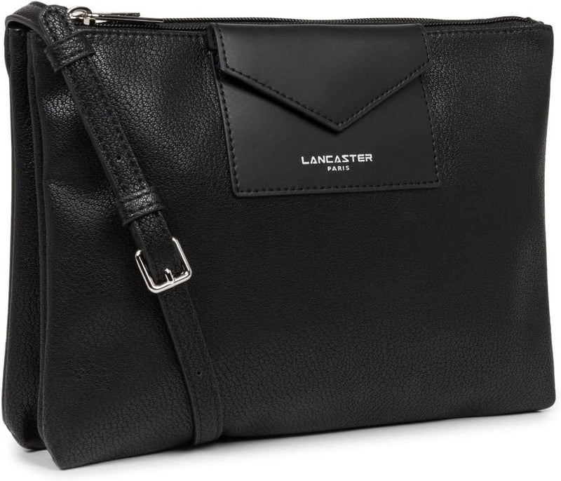 Lancaster Paris Maya Damen Umhängetasche mit Doppelreissverschluss, 26 cm Einheitsgrösse Schwarz, Ei