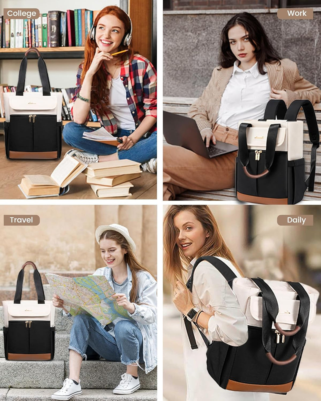 LOVEVOOK Rucksack Damen Gross, Laptop Rucksäcke Schulrucksack Teenager, Schultasche Arbeitstasche Ha