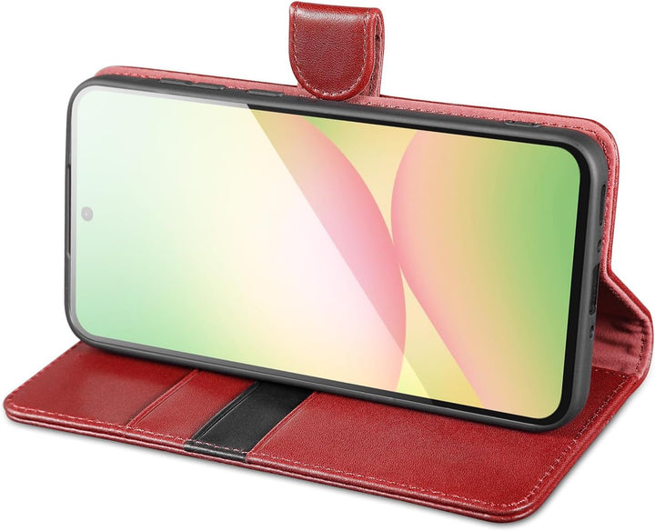 LENSUN Hülle für Samsung Galaxy A56 Echtleder, Handyhülle [Echtes Leder][RFID Kartenfach] Schutzhüll