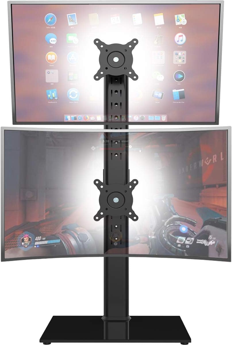 Hemudu Dual Monitor Ständer - Vertikaler Stapelbildschirm Freistehender Monitor Haltung Für zwei 13