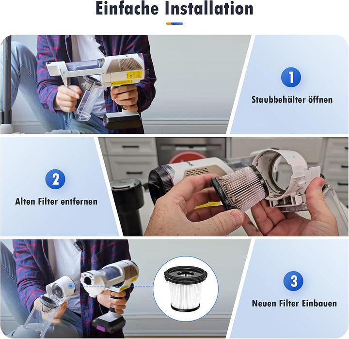 4 Stück Filter Ersatzteile für Shark Detect Pro IW3611DE, IW3612EU, IW1611DE, BU3521EU,BU1120EU Kabe