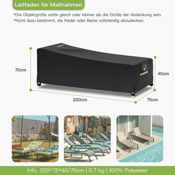 Awnic 2 Stück Gartenliege Abdeckung Wasserdicht 420D Oxford Stoff - Liegestuhl Abdeckung für Garten