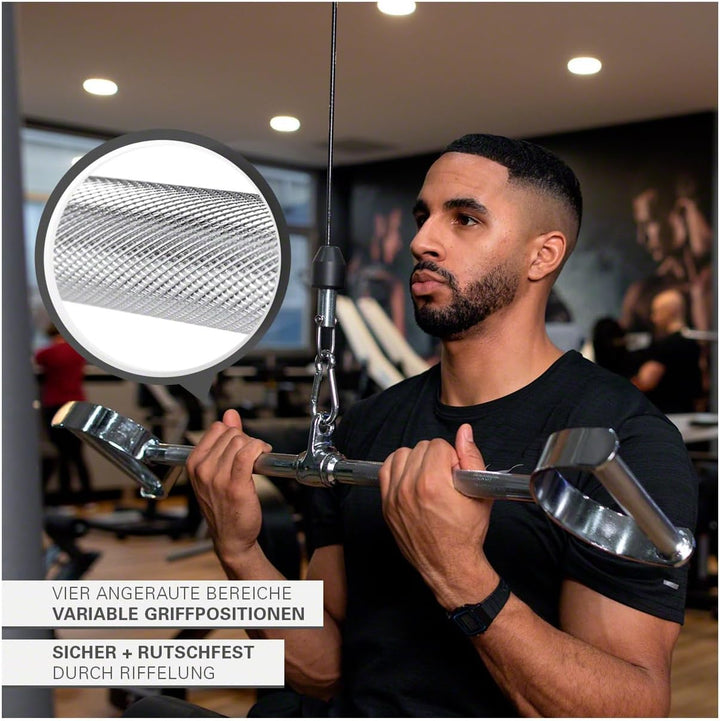 Sport-Tec Latzugstange Trizepsstange Verschiedene Ausführungen Chrom Latzugstange Hufgriff, 82 cm, L