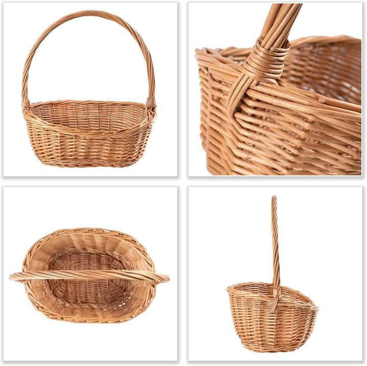 Creative Home Naturlig Oval Einkaufskorb Weidenkorb Schrägem mit Henkel | 37 x 30 x 37 cm (+/- 1cm)