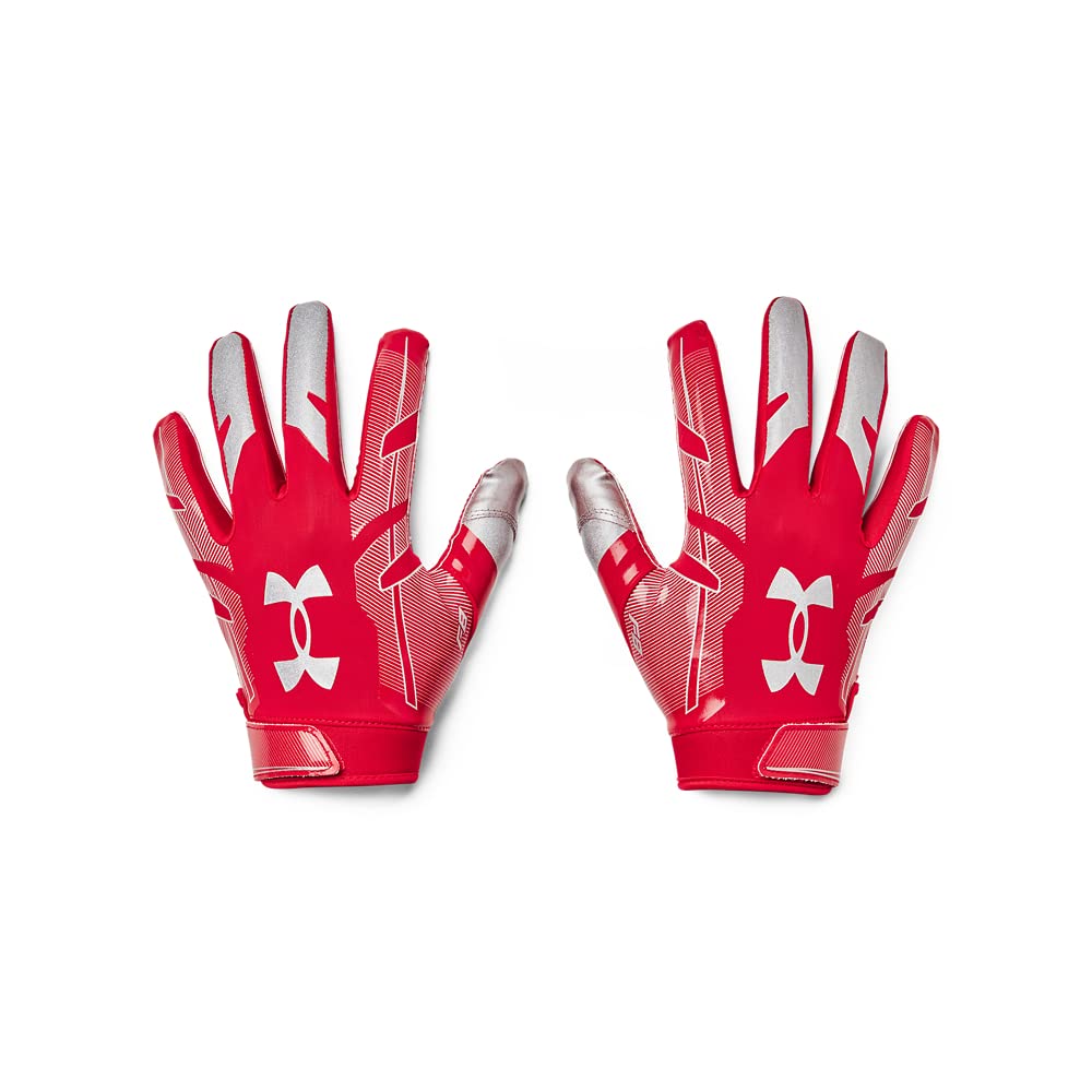 Under Armour Men's F8 Football Gloves , Red (600)/Metallic Silver , Large