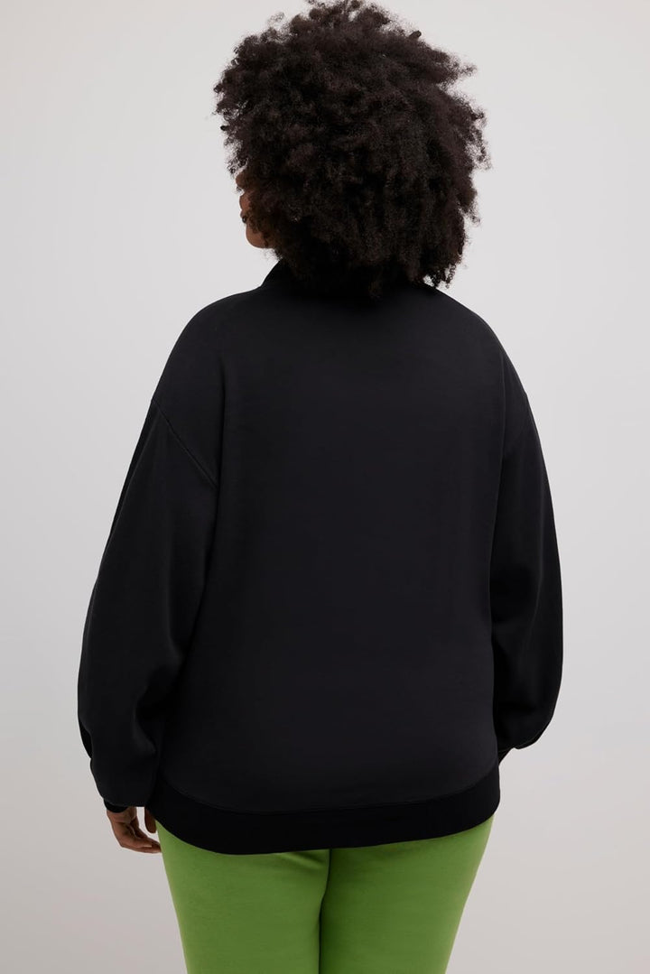 Ulla Popken Damen grosse Grössen Übergrössen Plus Size Sweatshirt, Kängurutasche, Oversized, Stehkra