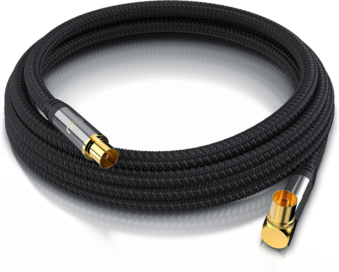 CSL - 5m Antennenkabel gewinkelt mit Braiding - 8k 4k HDTV - 5m Antennenkabel - Kupplung 90° Winkel