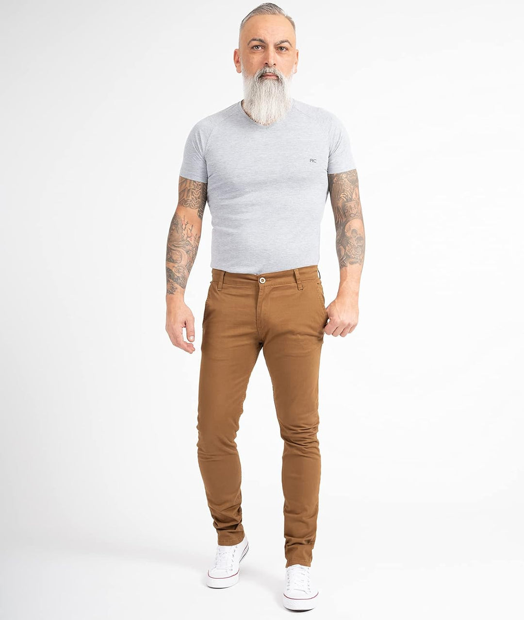 Indumentum Chino Hose Basic Slim Fit IS-305 34W / 32L Braun, 34W / 32L Braun