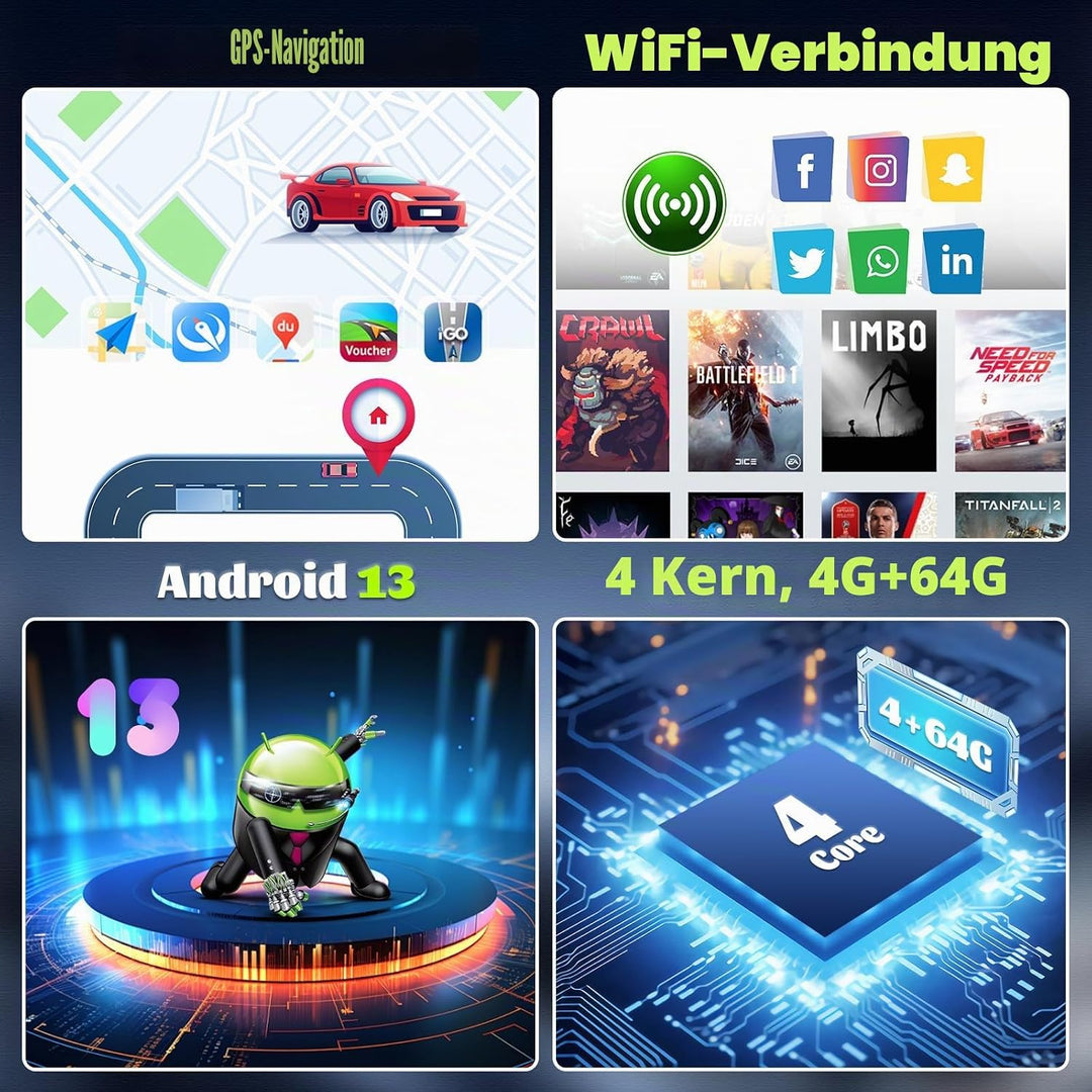 Android 15, 4G+64G CAMECHO Autoradio für Hyundai I30 2006-2011 mit Wireless Carplay Android Auto, 9