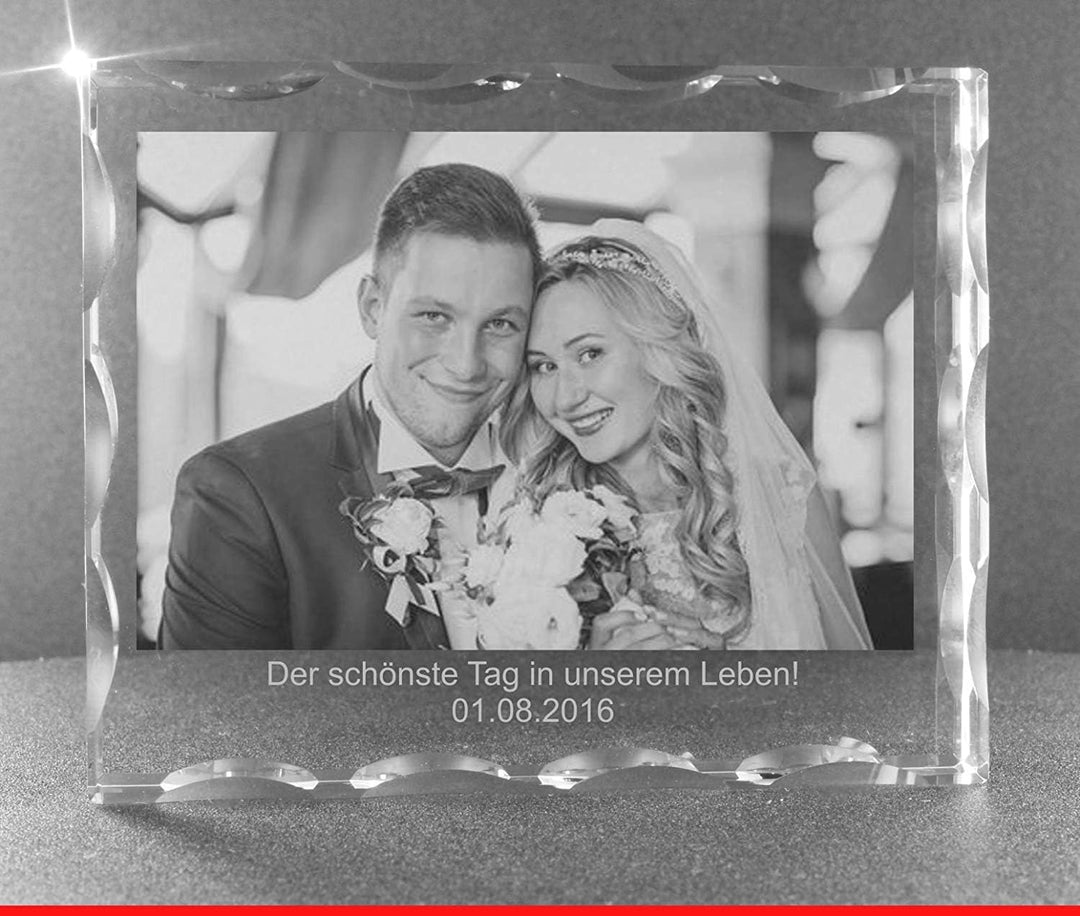 VIP-LASER 2D Gravur Glas Kristall Facettierte Scheibe im Querformat XL mit Ihrem Award zum Firmen Ju