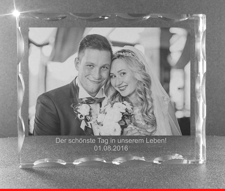 VIP-LASER 2D Gravur Glas Kristall Facettierte Scheibe im Querformat XL mit Ihrem Award zum Firmen Ju