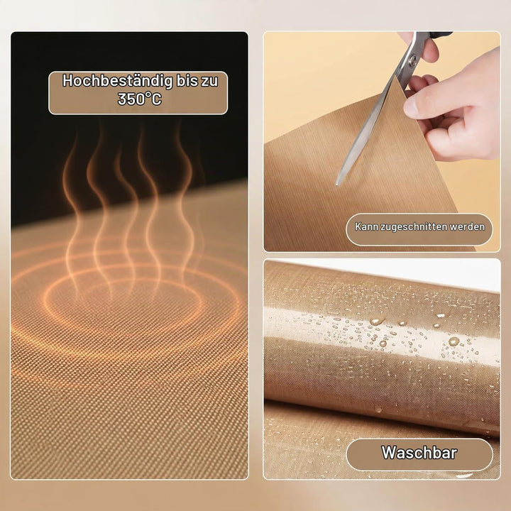 PTFE Teflonfolie für Wärmepresse, Teflonfolie Dauerbackfolie Backpapier Wiederverwendbar PTFE, Trans