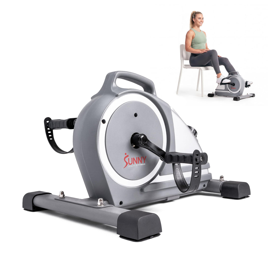 Sunny Health & Fitness Smart-Heimtrainer, Untertisch-Mini-Pedaltrainer mit Doppelfunktion für Senior