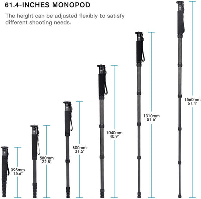 SIRUI AM-326M Camera Kamera Reise Einbeinstativ Monopod 6 Abschnitt Kohlefaser Carbon Tragbar Kompak