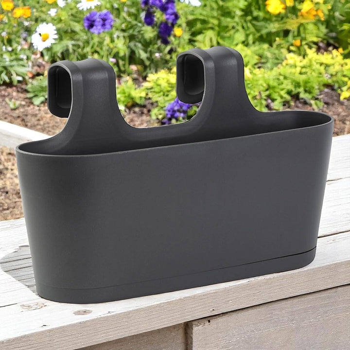 Gariella 3X Blumenkasten oval Balkon Übertopf Pflanzkasten Blumentopf zum Hängen mit Wasserspeicher