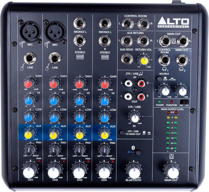 Alto TrueMix 600 Audio Mixer mit 2 XLR-Mikrofoneingängen, USB Audio Interface und Bluetooth für Podc