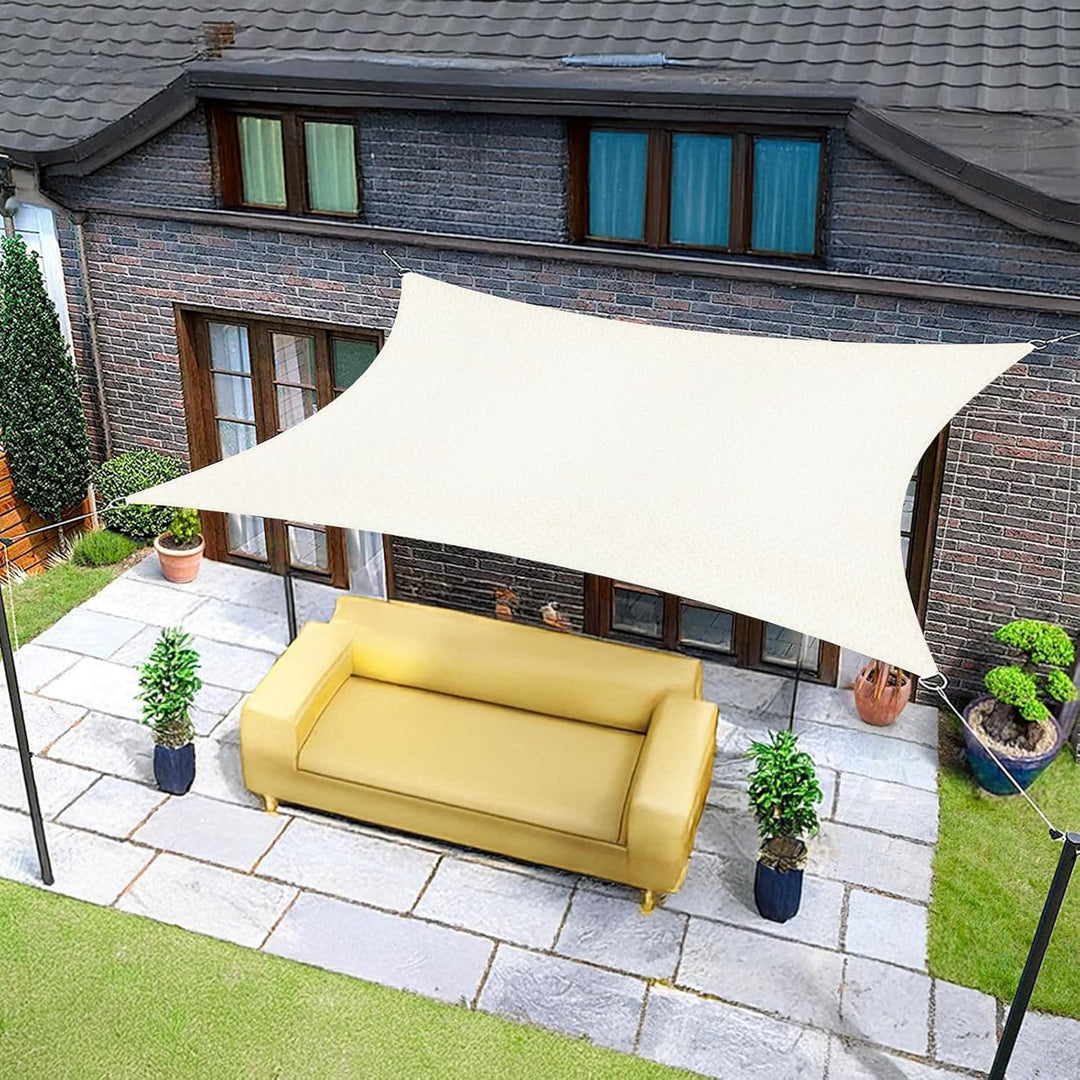 Sunnylaxx 4x5m Sonnensegel Rechteckig, Wasserdicht Sonnenschutz Sunsegel Color Creme, 95% UV-Schutz,