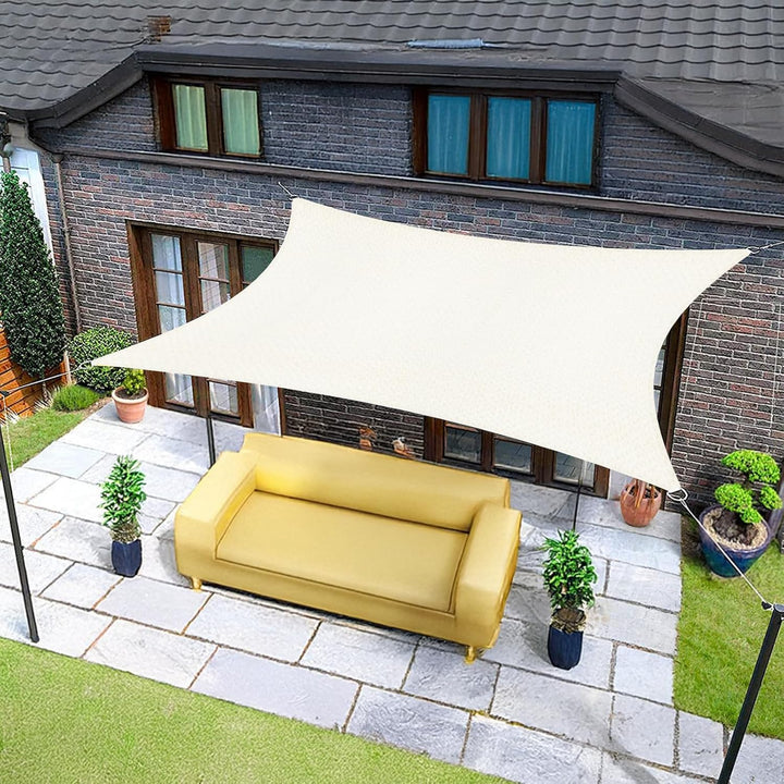 Sunnylaxx 4x5m Sonnensegel Rechteckig, Wasserdicht Sonnenschutz Sunsegel Color Creme, 95% UV-Schutz,