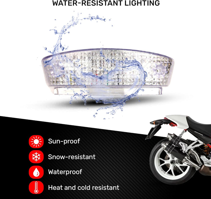 aVDB-moto LED-Bremslicht mit integriertem Blinker kompatibel mit Ducati Monster (Getönt), Getönt