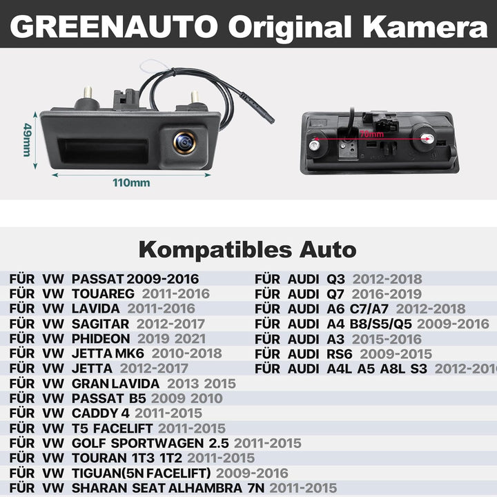 HD 1080P Auto Rückfahrkamera für Audi A4L A5 A3 Q3 Q5 RS6 für VW Passat Tiguan Jetta Sharan Lavida S