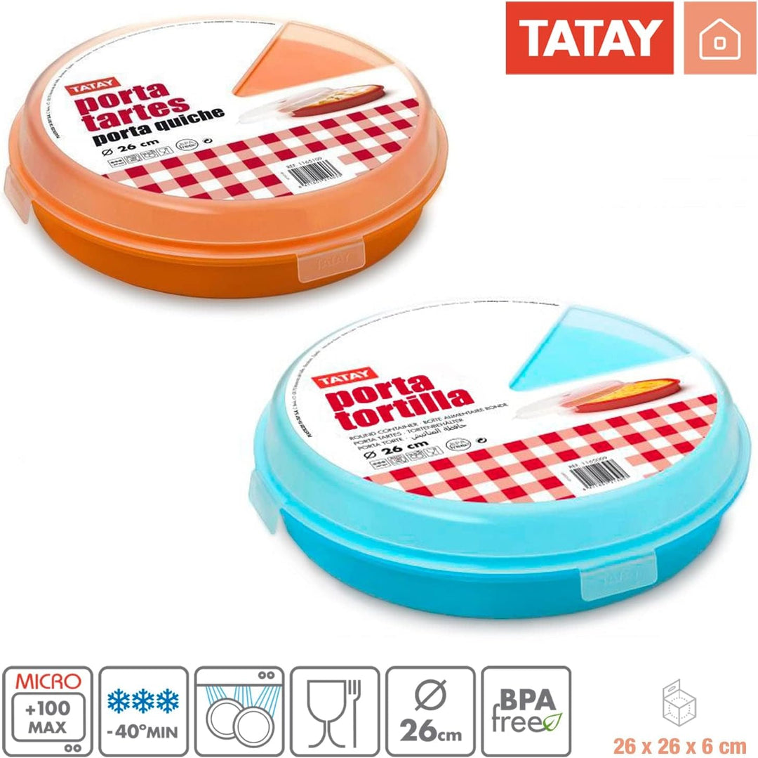 TATAY - Set von 2 Kuchen / Omelette Träger / Kuppel von 26 cm Durchmesser, Blaue Türkis und Orangenf