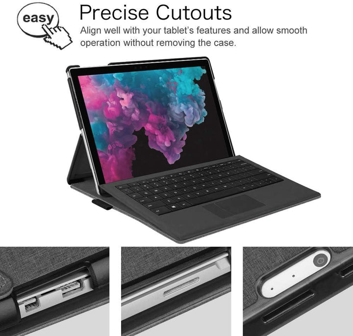 Fintie Hülle für Microsoft Surface Pro 7/7 Plus / 6/5, Business Schutzhülle mit Harter Schale, anpas