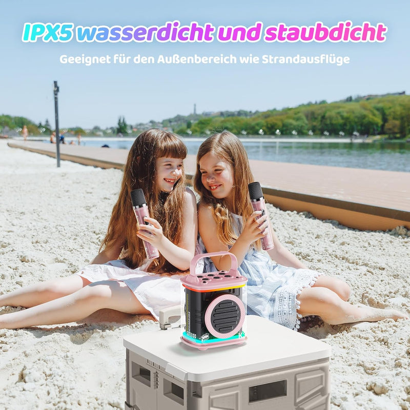 TONOR Mini-Karaoke-Maschine mit zwei kabellosen Mikrofonen, tragbarer Bluetooth-Karaoke-Lautsprecher