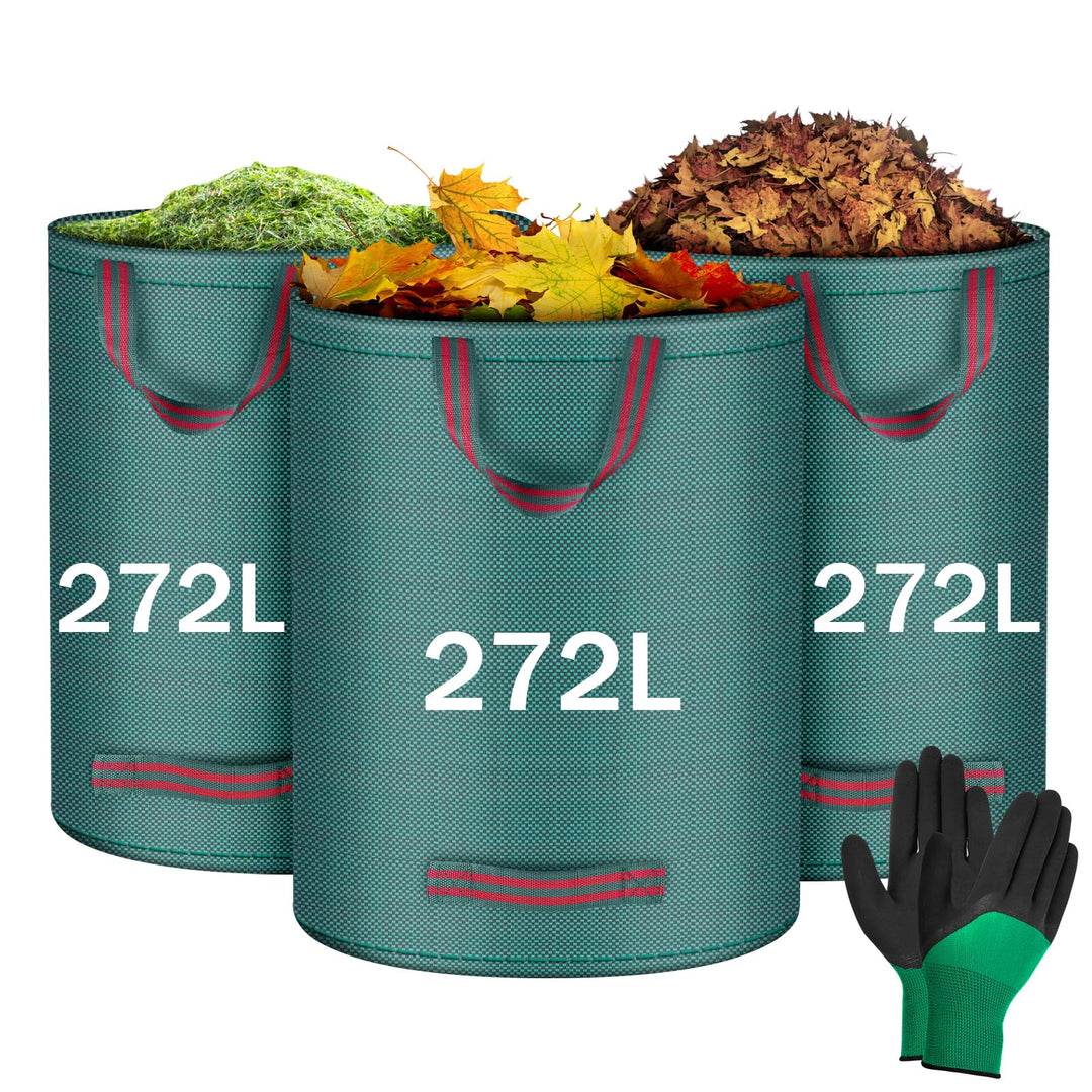 Flintronic Gartenabfallsack, Gartensäcke für Gartenabfälle 3X 272l, Grünschnittsäcke faltbar, Garten