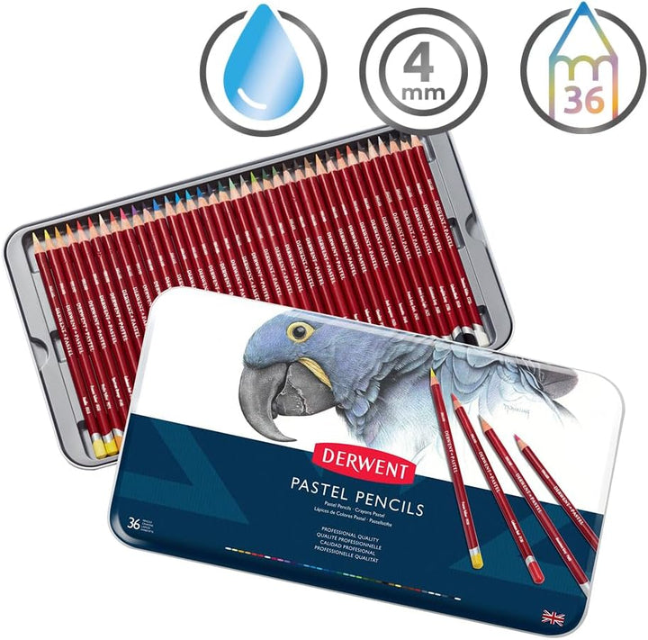 Derwent Pastellstifte, Zeichnen & Ausmalen, 36er-Set, Ideal zum Mischen & Färben, Professionelle Qua