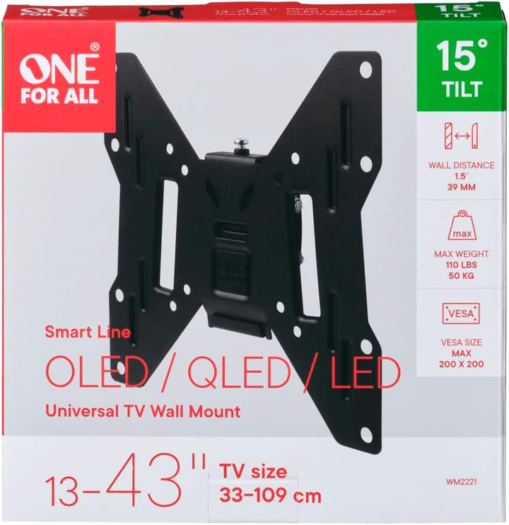 One For All TV-Wandhalterung - Neigbar Fernseher Halterung - Curved 4K OLED QLED LED Flachbildfernse