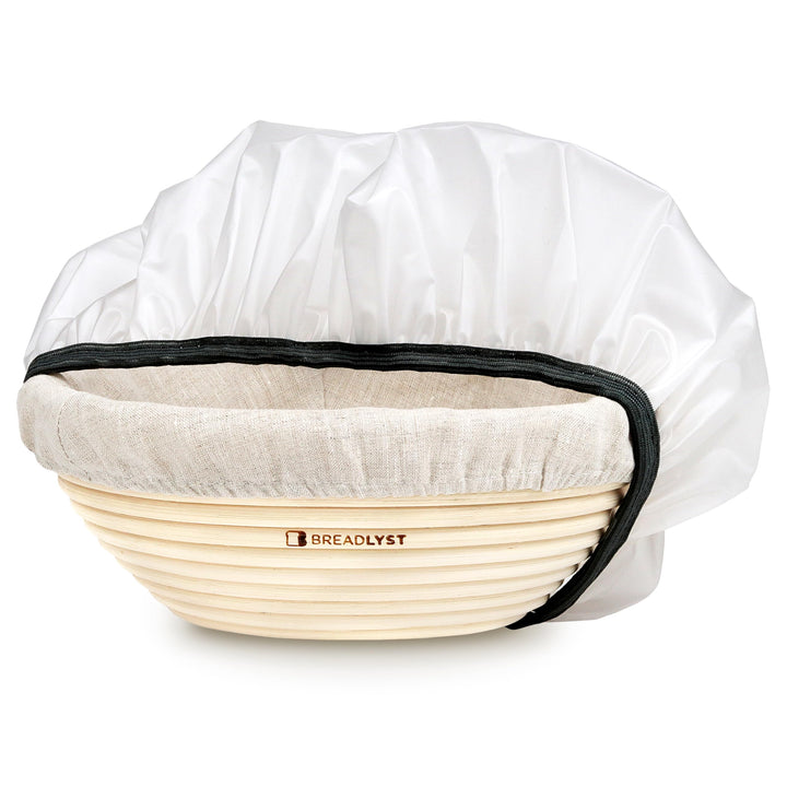 Rattan Gärkörbchen Set – Gärkorb Rund 23 cm mit waschbarem Leinenbezug und Abdeckhaube – Perfekt zum